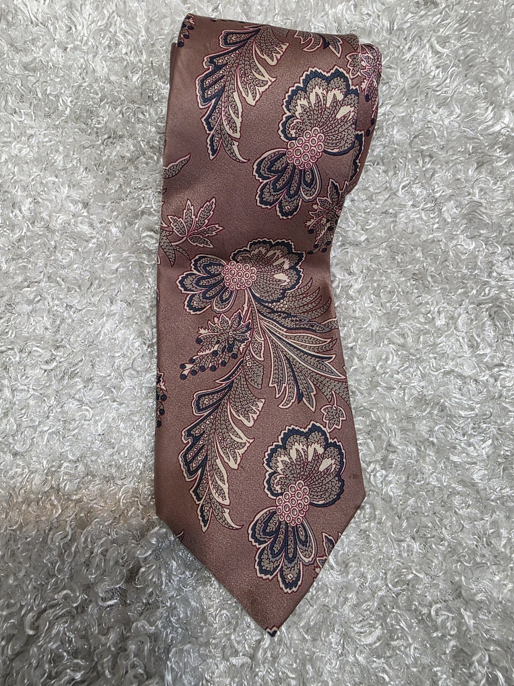 Dior Men's Floral Paisley Tie in Rose Taupe and Navy